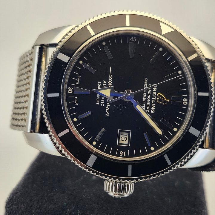 Breitling Superocean Heritage Black Dial Steel Mesh Automatic Watch Ref: A17321