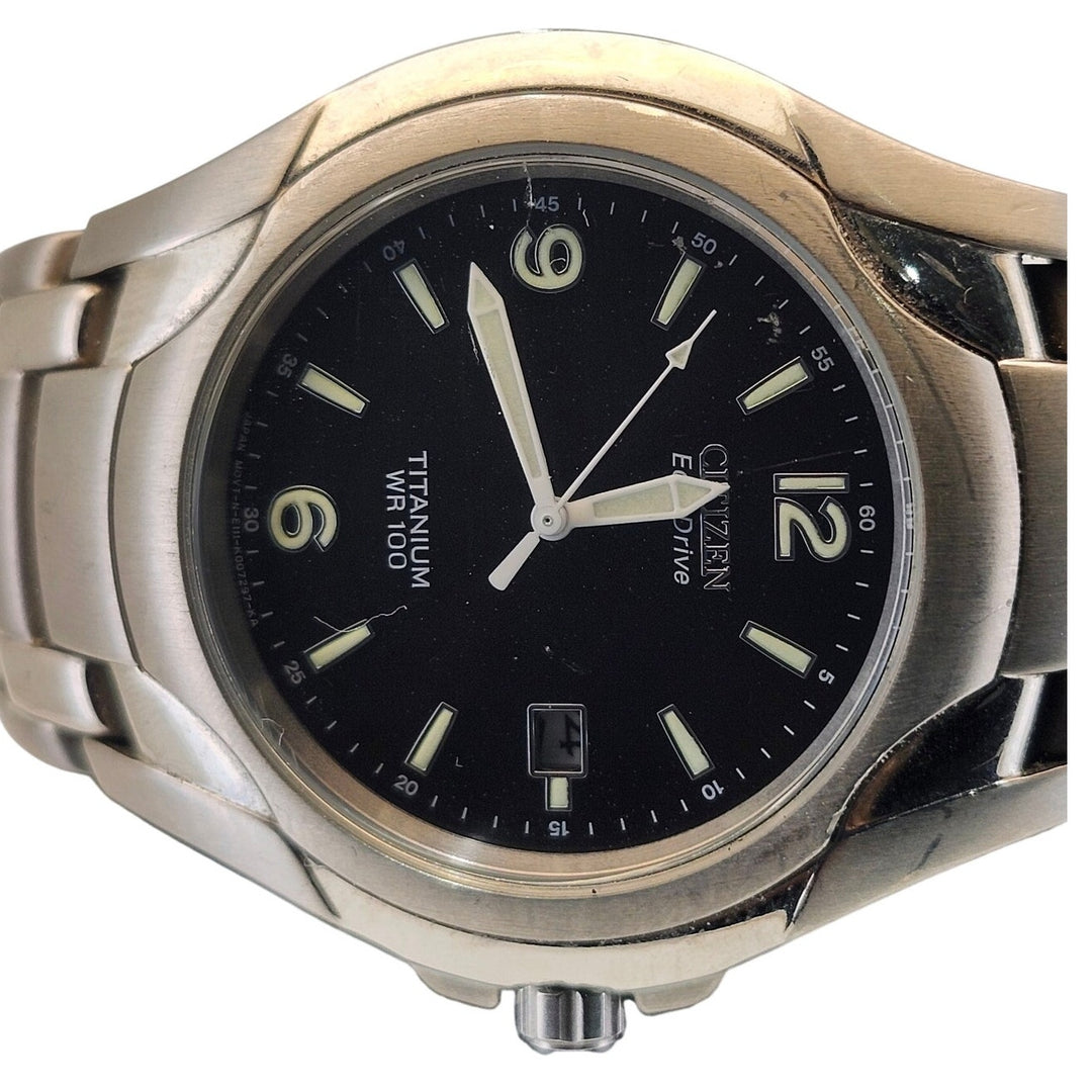 Citizen Eco-Drive Titanium WR100 Black Dial Men's Quartz Solar Watch E111