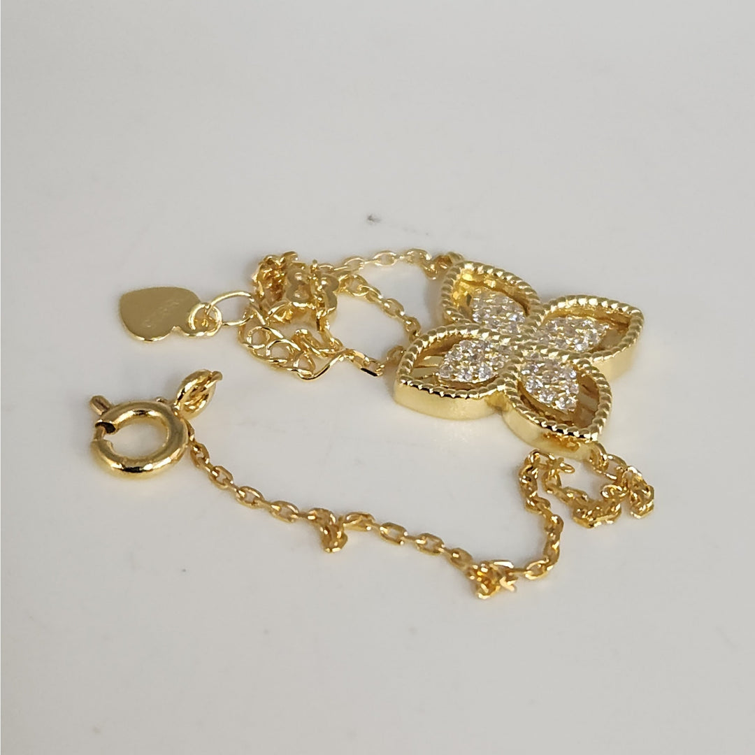 Stunning 925 Sterling Silver Gold -Tone Flower bracelet 7.5"