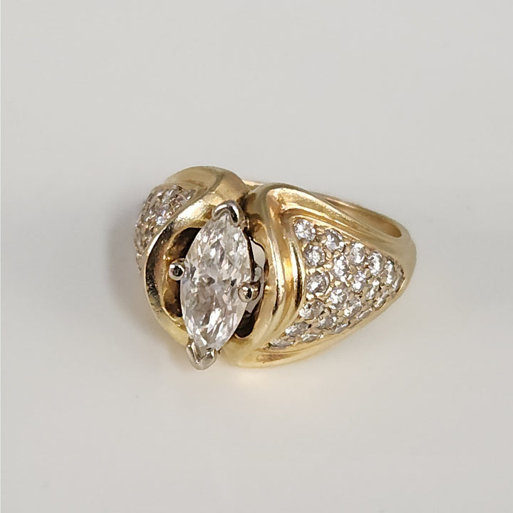 14k Yellow Gold 1.25 CT Marquise Diamond rinyg size 6.25