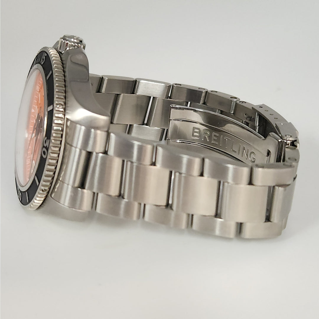 Breitling Superocean Orange Dial Stainless Steel Diver Automatic Chronometer
