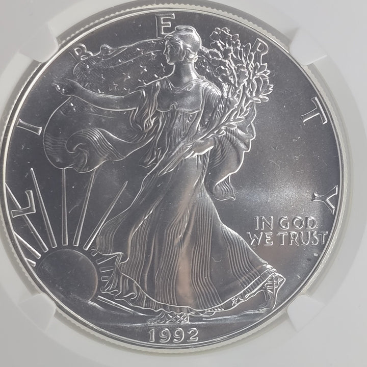 1992 American Silver Eagle, 1 Oz Fine .999 Silver USA Uncirculated $1 NGC MS69