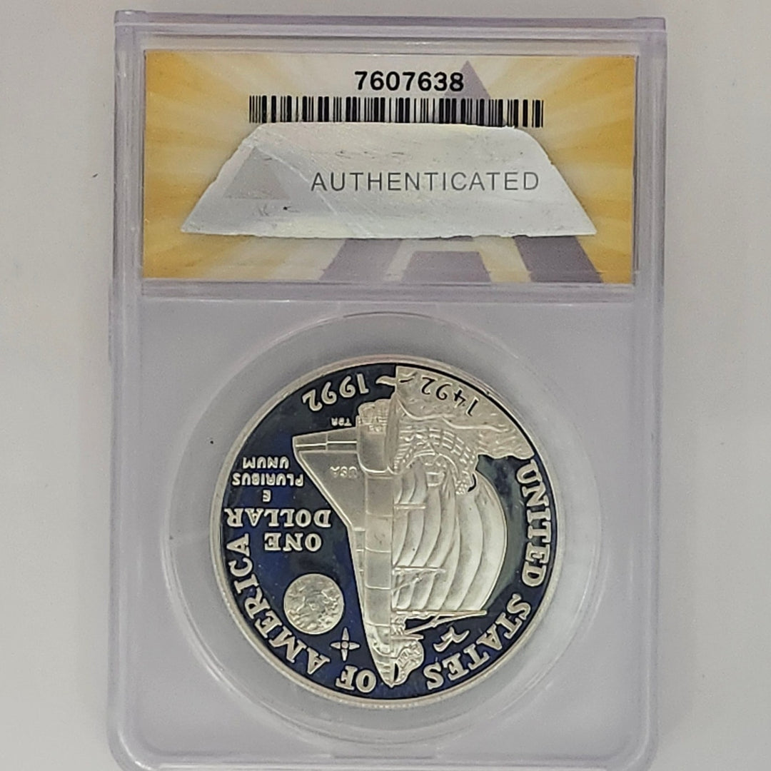 1992-P Christopher Columbus Quincentenary Silver Dollar ANACS PF 68 DCAM Proof