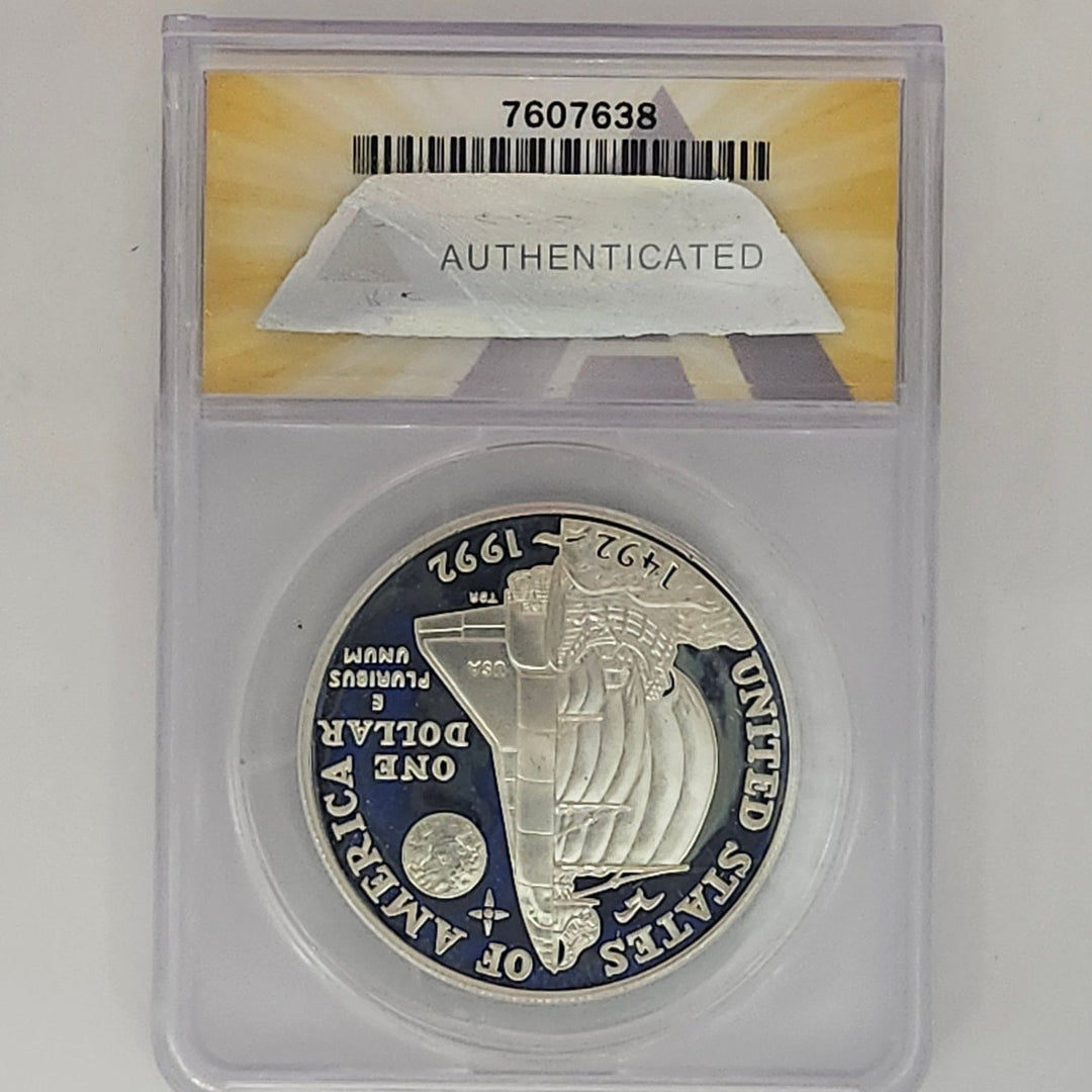 1992-P Christopher Columbus Quincentenary Silver Dollar ANACS PF 68 DCAM Proof
