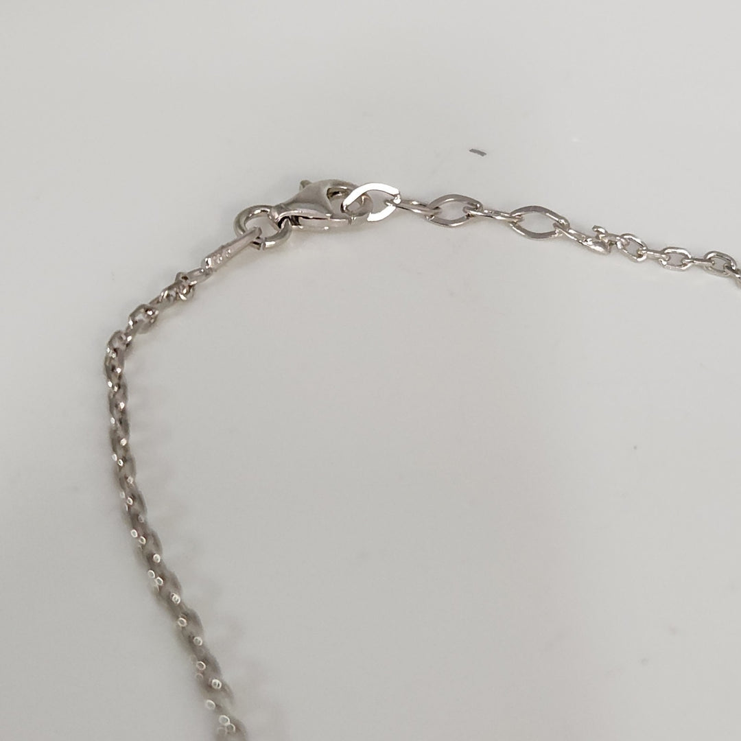 Fashion Silver Mother Of Pearl Clover Motifs Necklace 21"