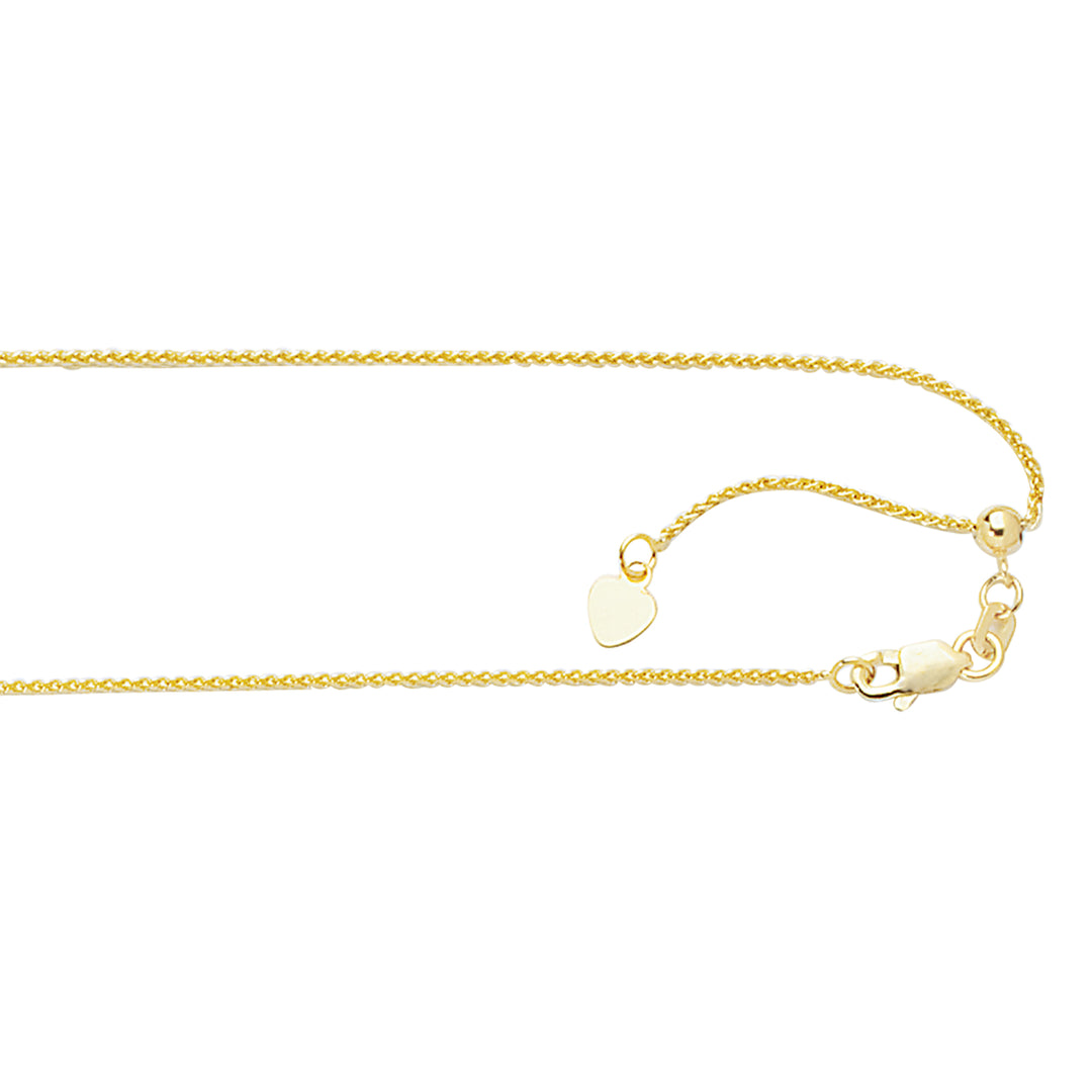 10K Gold 1.0mm Adjustable Wheat Chain