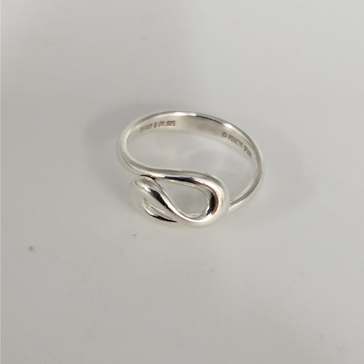 Tiffany & Co. Elsa Peretti Sterling Silver Open Teardrop Snake Ring Size 6.5 With Box And Pouch