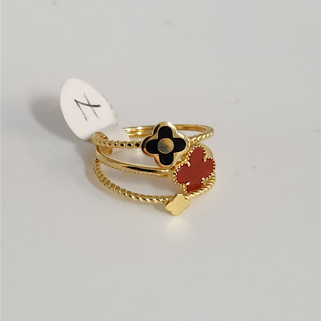 925 Sterling Silver Gold -Tone Clover Stackable Ring Set  size 7