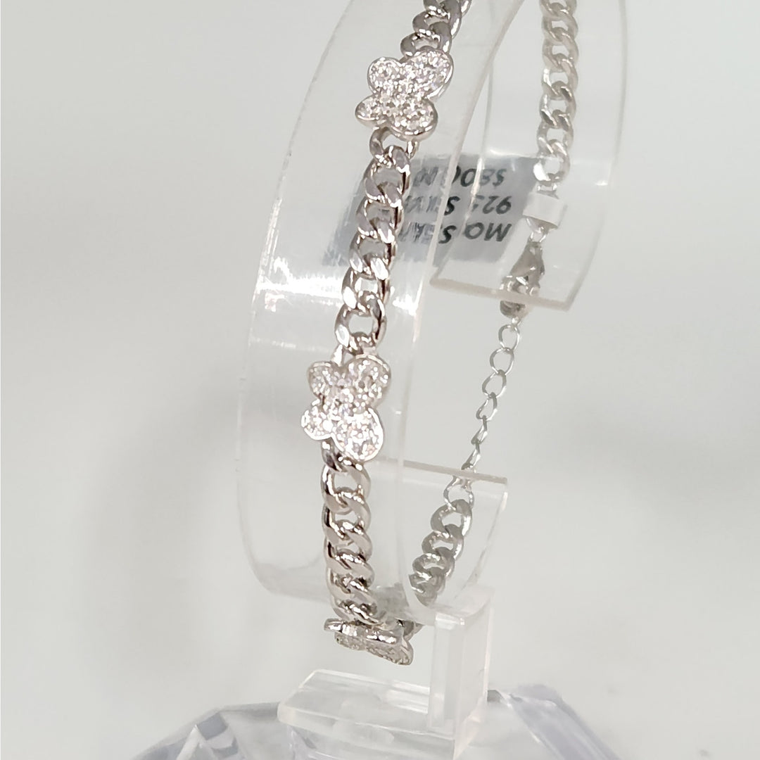 925 Sterling Silver Moissanite Butterfly Cuban link bracelet 8"