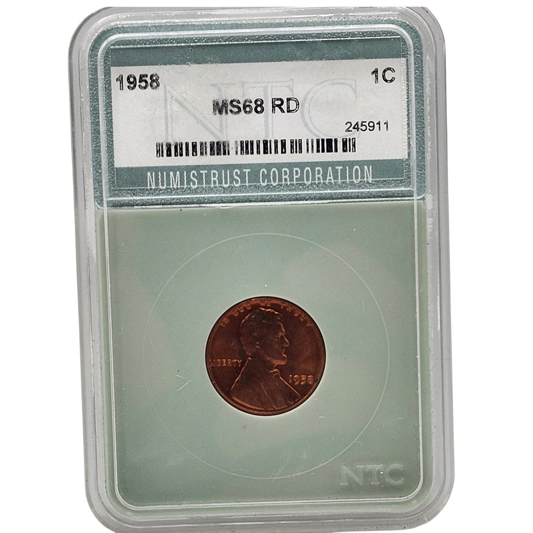 1958 Lincoln Wheat Cent Penny NTC MS68 RD Numistrust Corporation Certified 1C