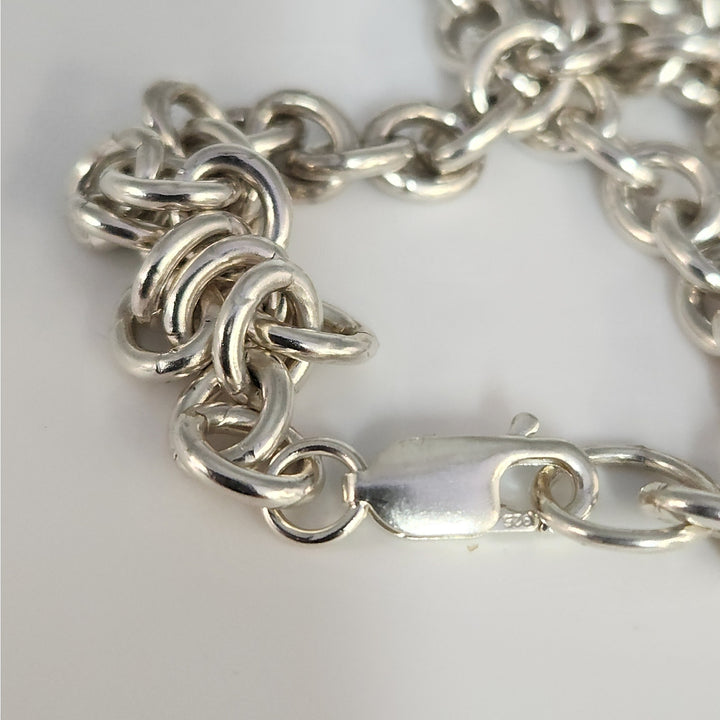 Solid 925 Sterling Silver Round Link Chain Necklace 24" Heavy  Chain