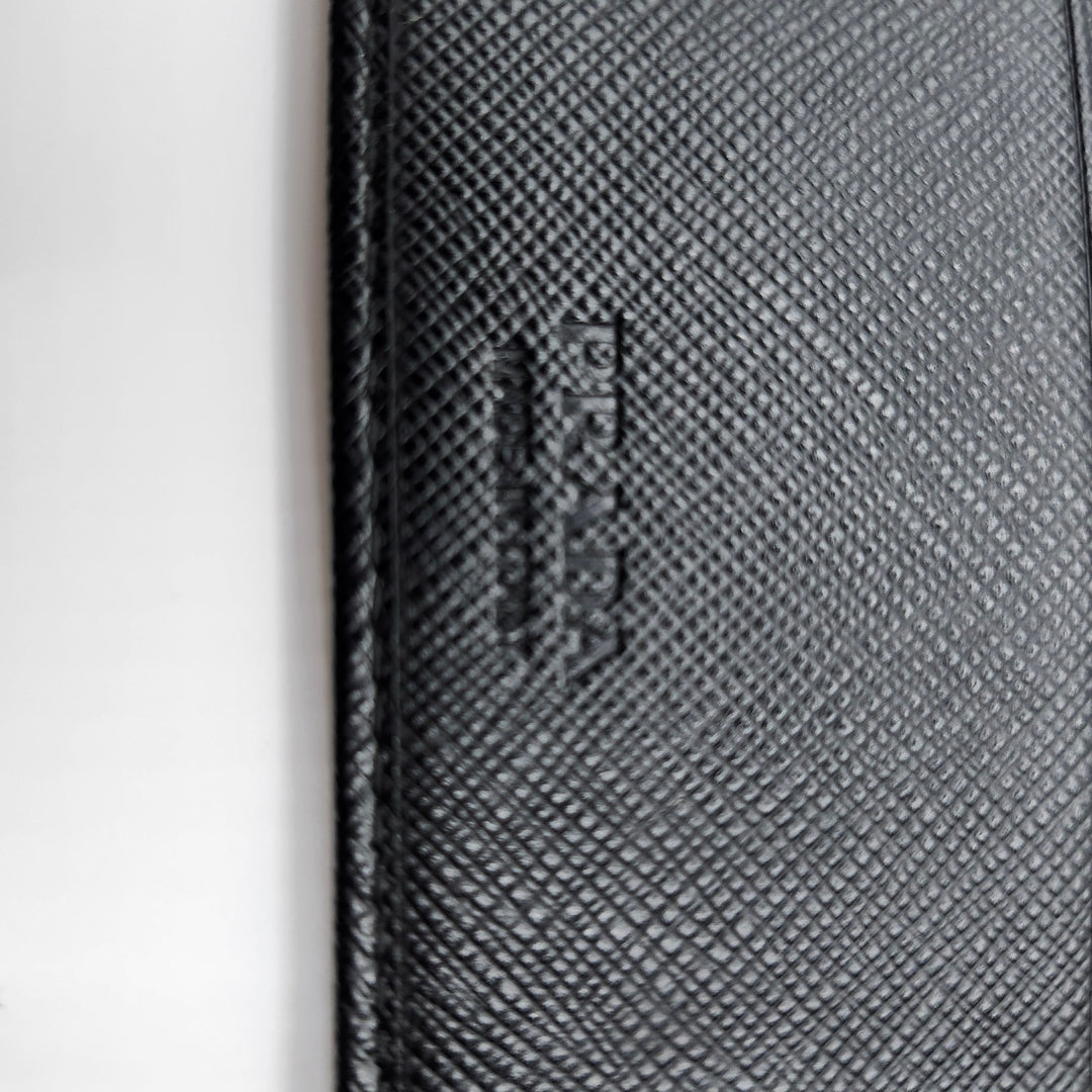 Prada Black Saffiano Leather Men's Bi-Fold Wallet w/ Box & Card
