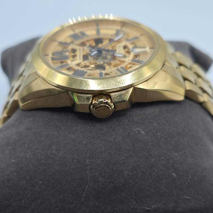 Bulova Sutton Automatic Skeleton Men's Watch Gold Tone 43mm 97A162