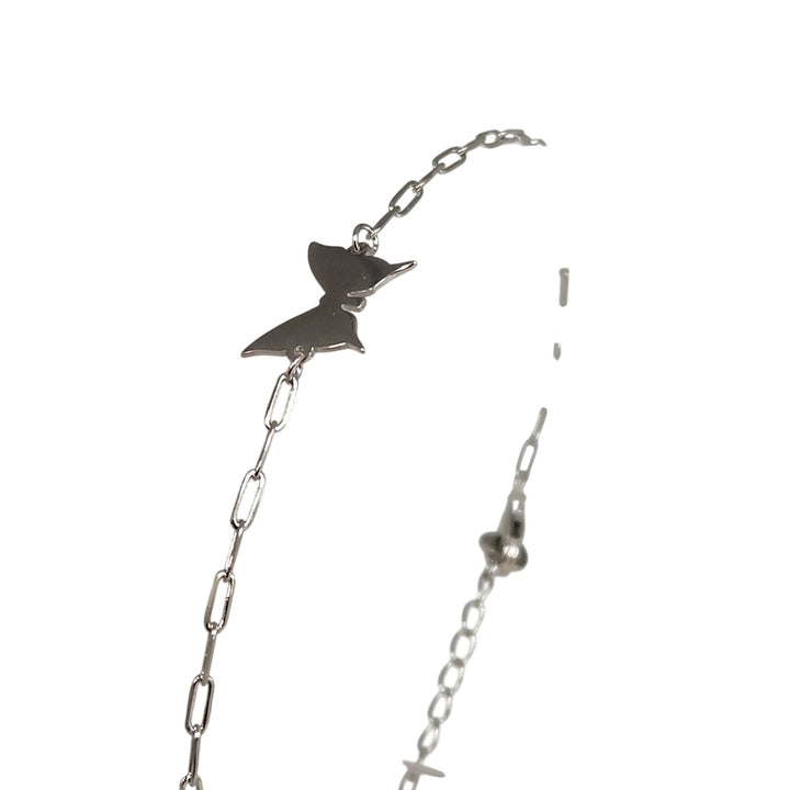 925 Sterling Silver Butterfly Charm Link Bracelet Adjustable Paperclip Chain 8"