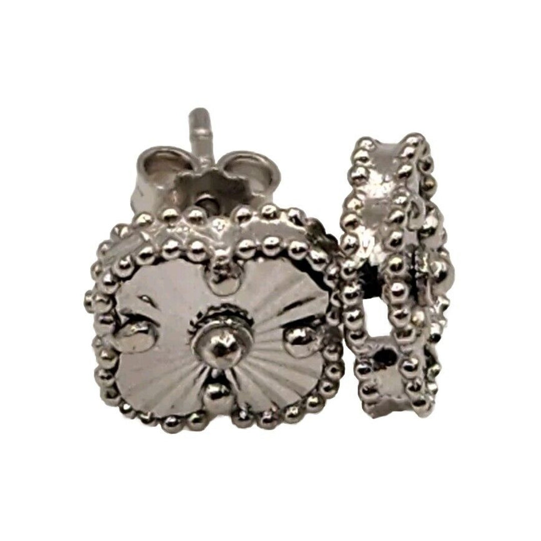 14k White Gold Flower Stud Earrings