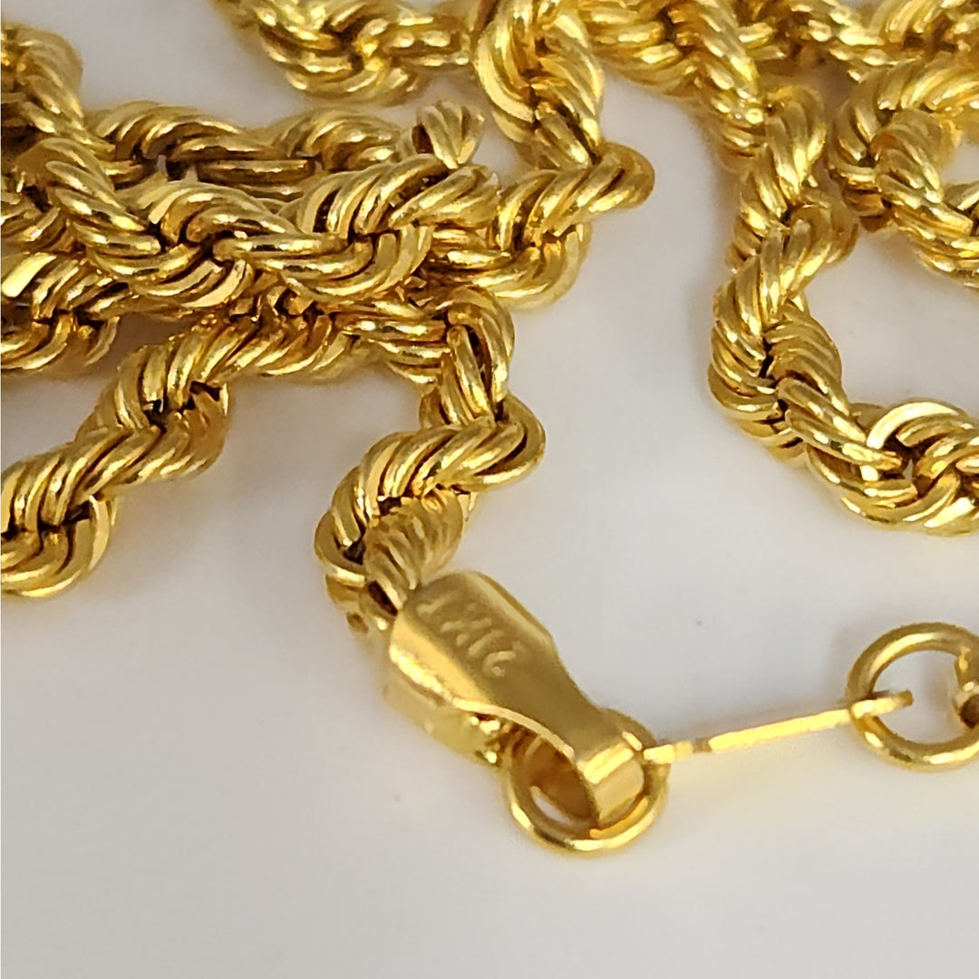 Beautiful 21k Yellow Gold Rope Chain Necklace 22"