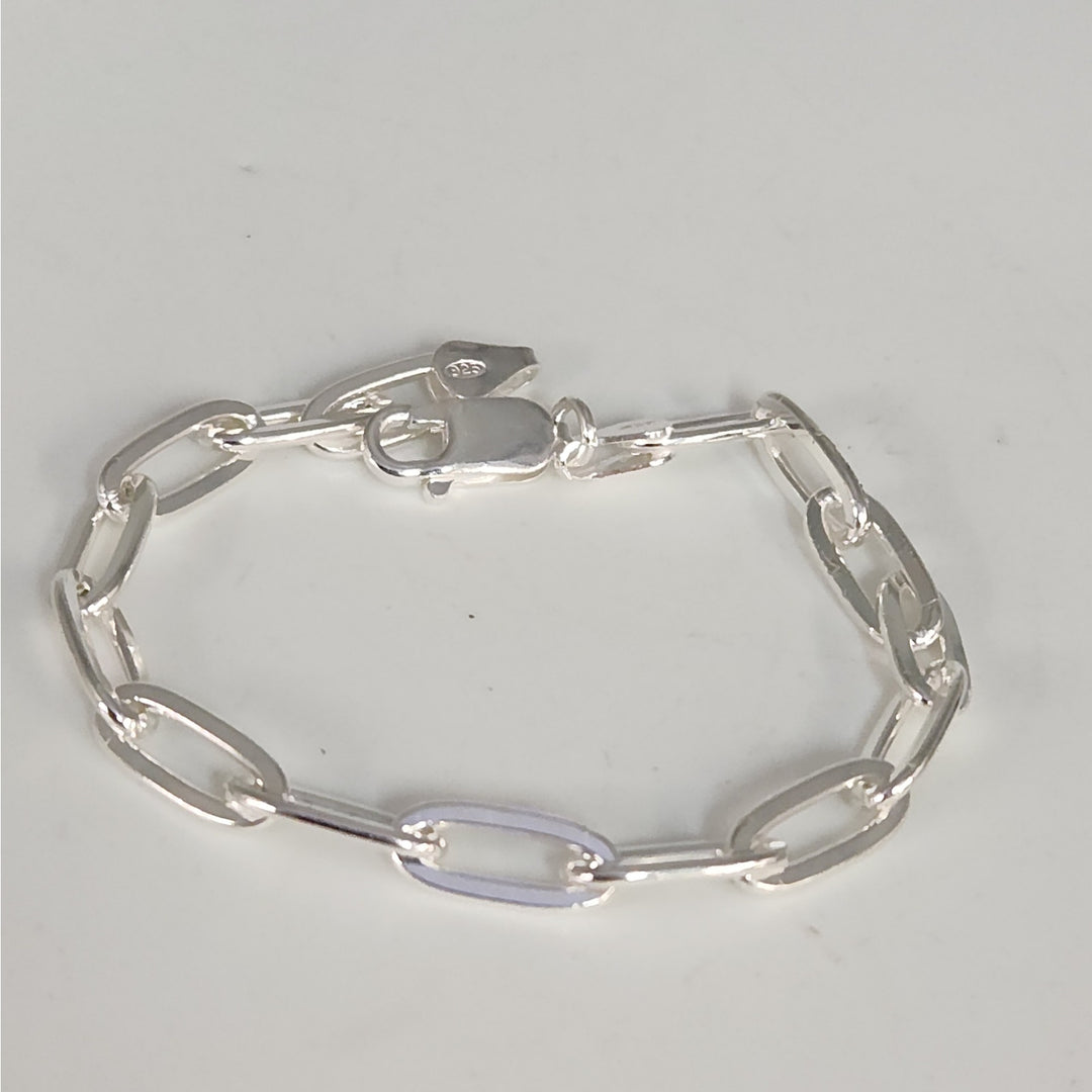 925 Sterling Silver Paperclip Link Bracelet 7"