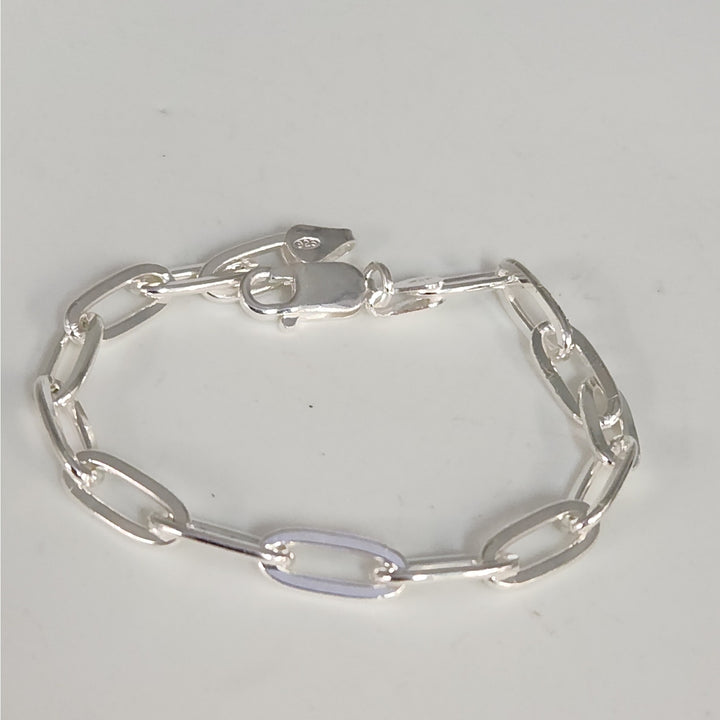 925 Sterling Silver Paperclip Link Bracelet 7"