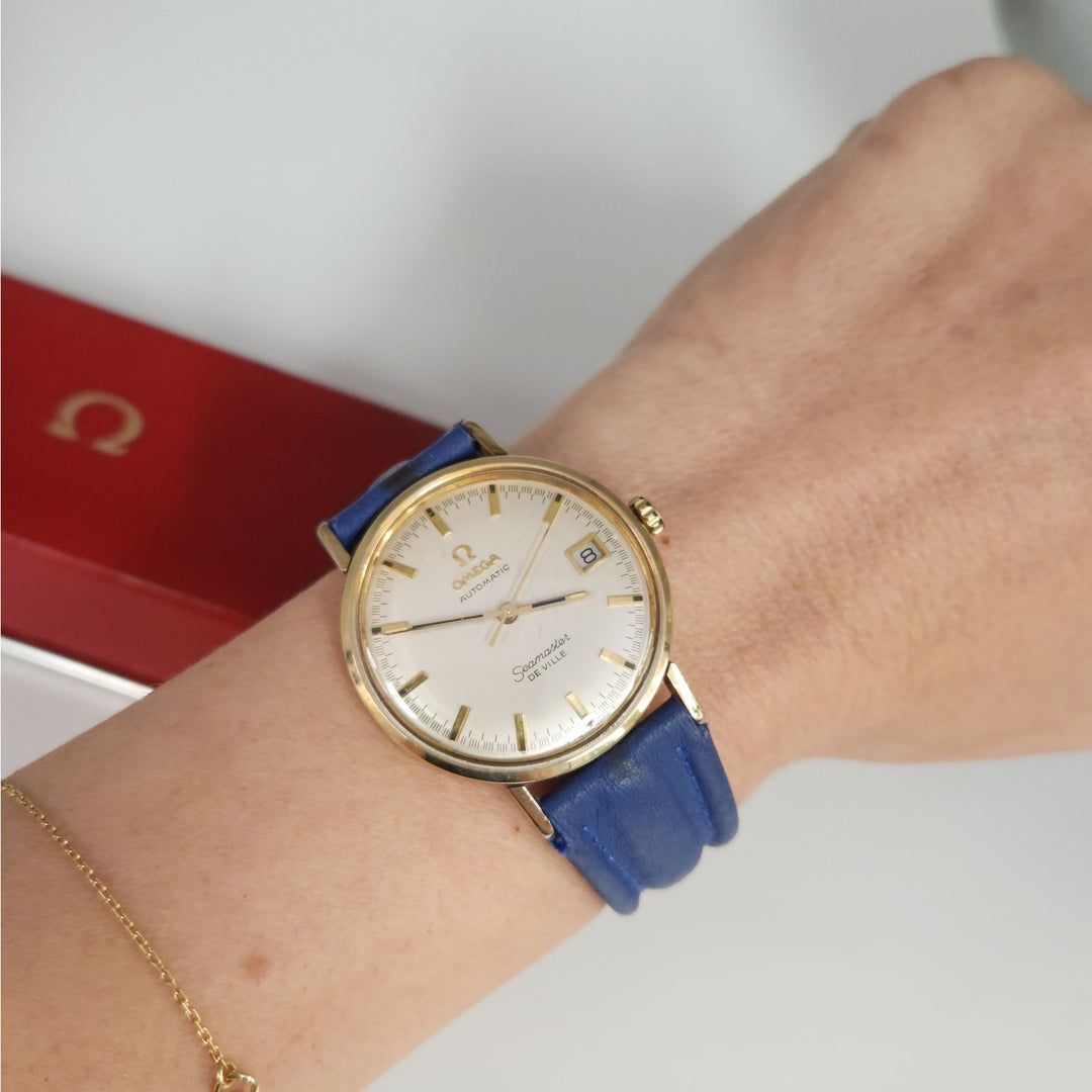 Vintage Omega Seamaster De Ville Automatic Solid 14K Gold Watch