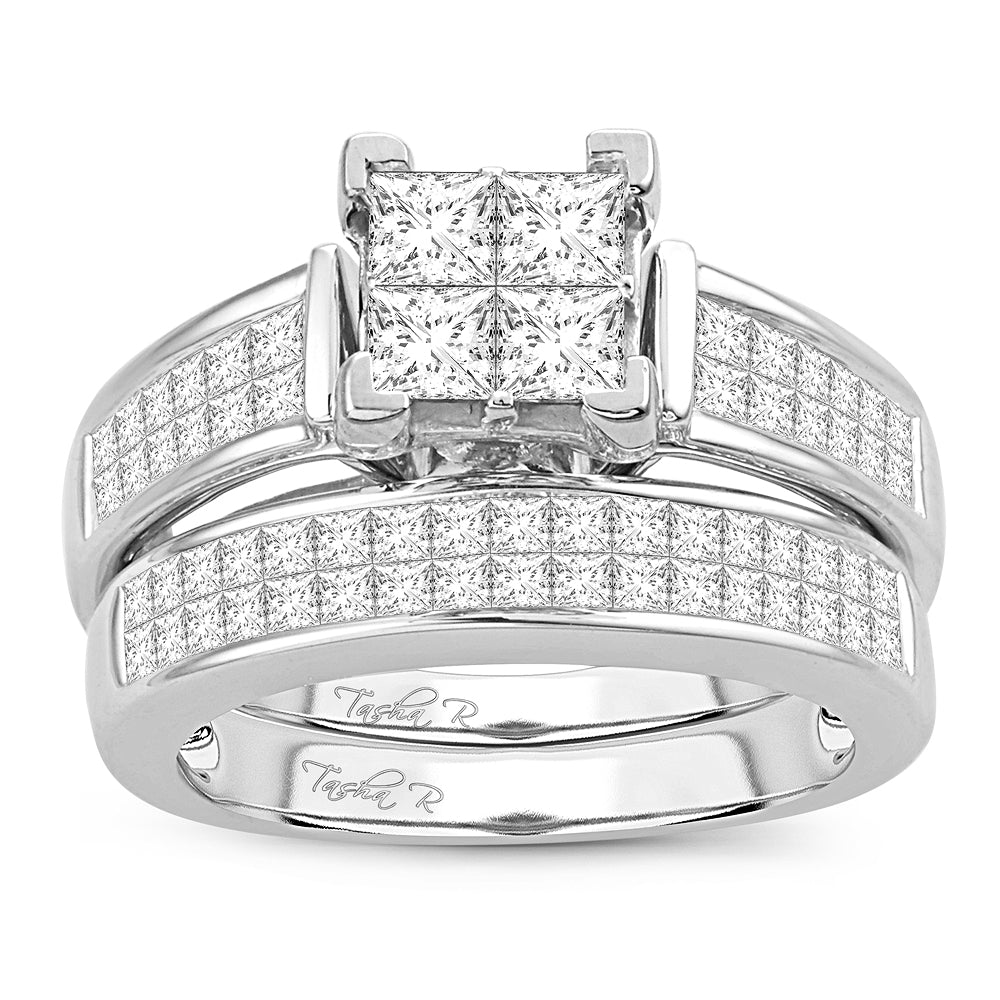 Sparkling 14k White Gold 2CT Lab Diamond Bridal Ring