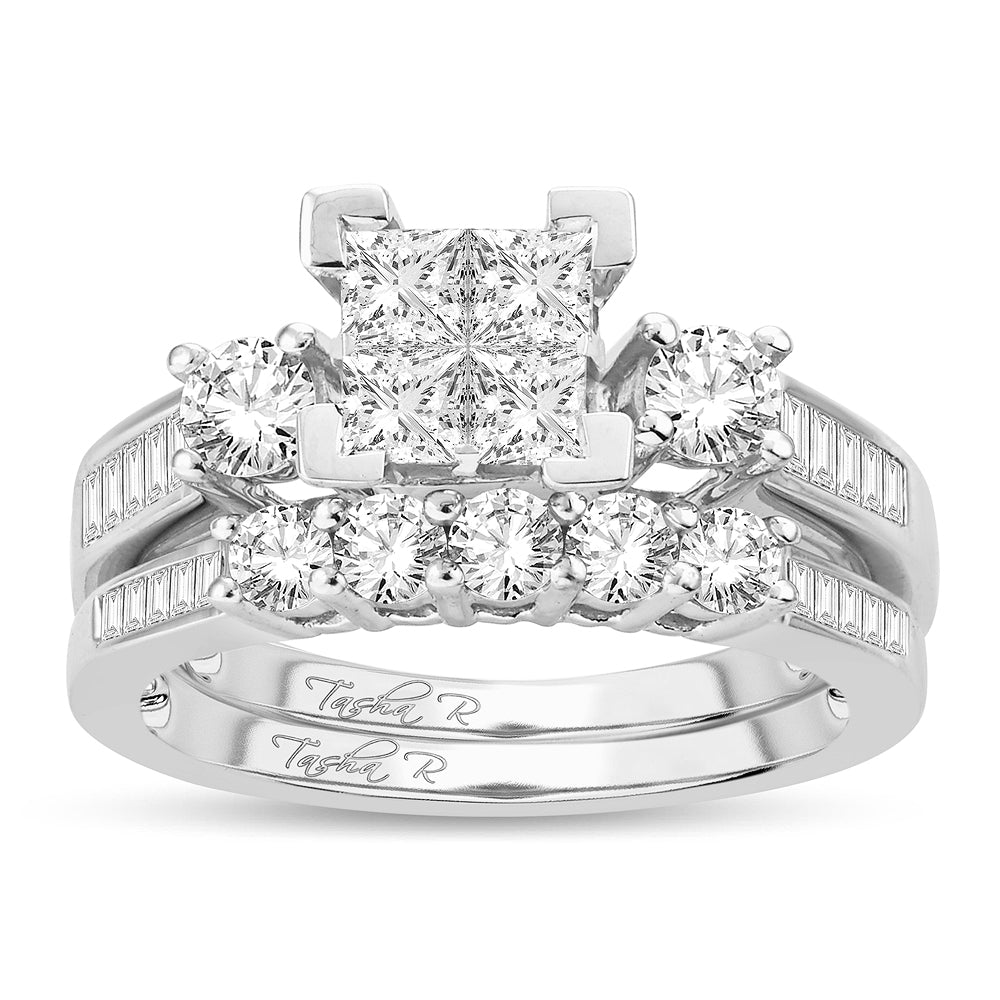 14k White Gold 3CT Lab Diamond Princess Bridal Ring