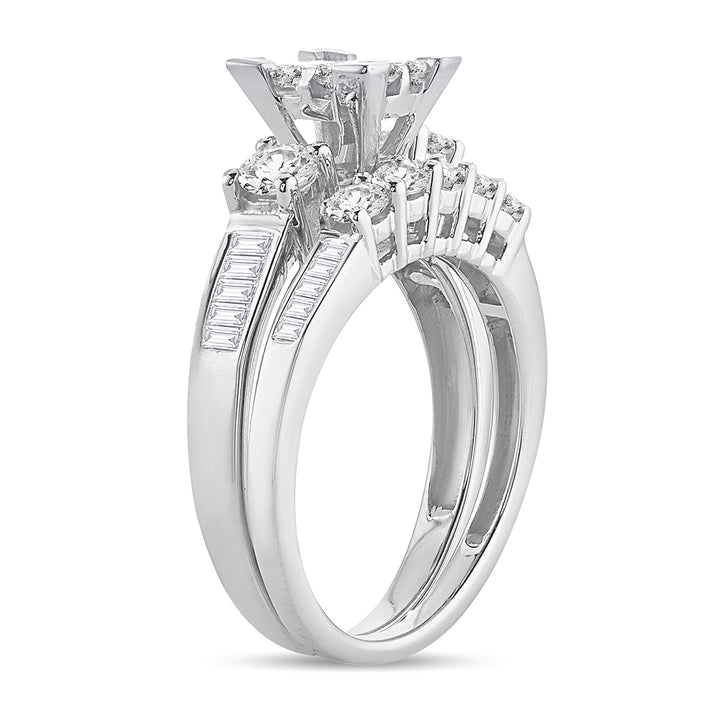 14k White Gold 3CT Lab Diamond Princess Bridal Ring