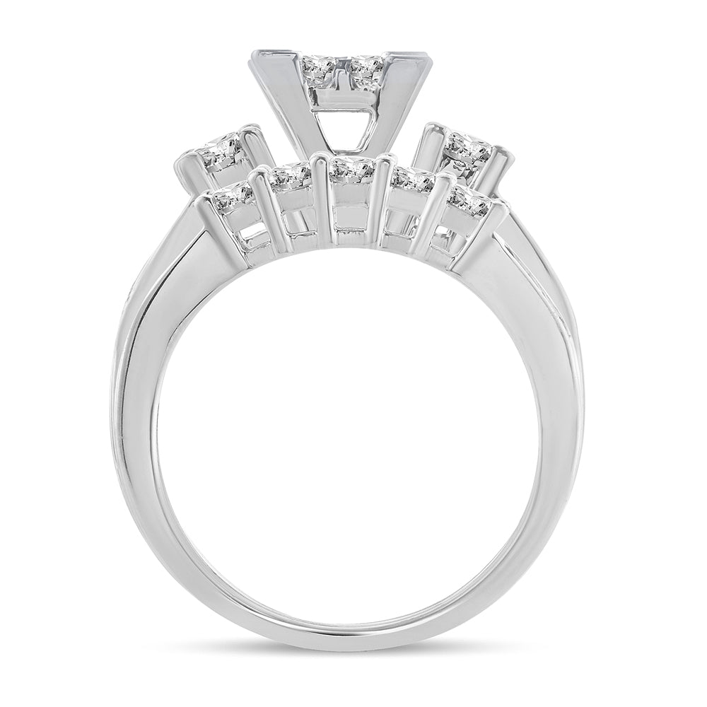 14k White Gold 3CT Lab Diamond Princess Bridal Ring