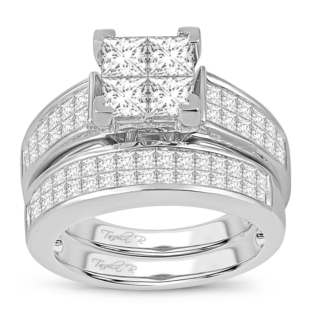 14k White Gold 3CT Lab Diamond Bridal Ring Brilliance