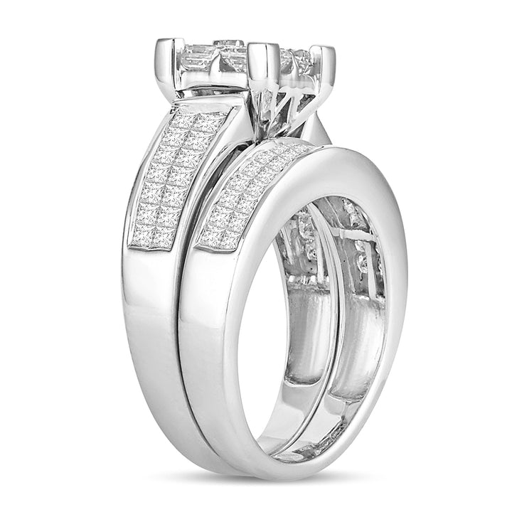 14k White Gold 3CT Lab Diamond Bridal Ring Brilliance