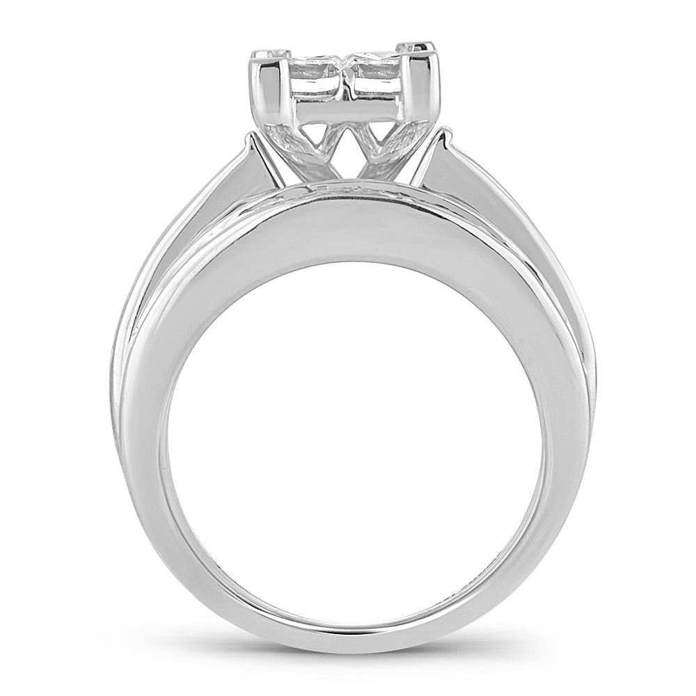 14k White Gold 3CT Lab Diamond Bridal Ring Brilliance