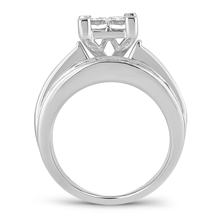 14k White Gold 3CT Lab Diamond Bridal Ring Brilliance