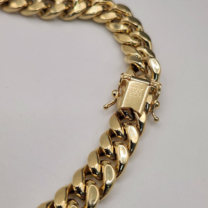 10k Yellow Gold Hollow Cuban Chain Necklace 18"
