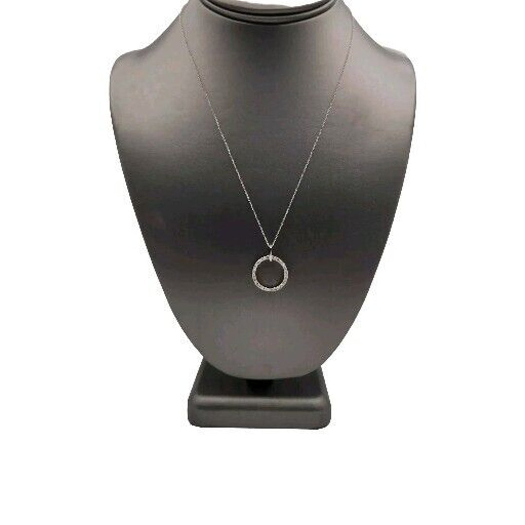 10k Diamonds White Gold Hoop Pendant Necklace 18"