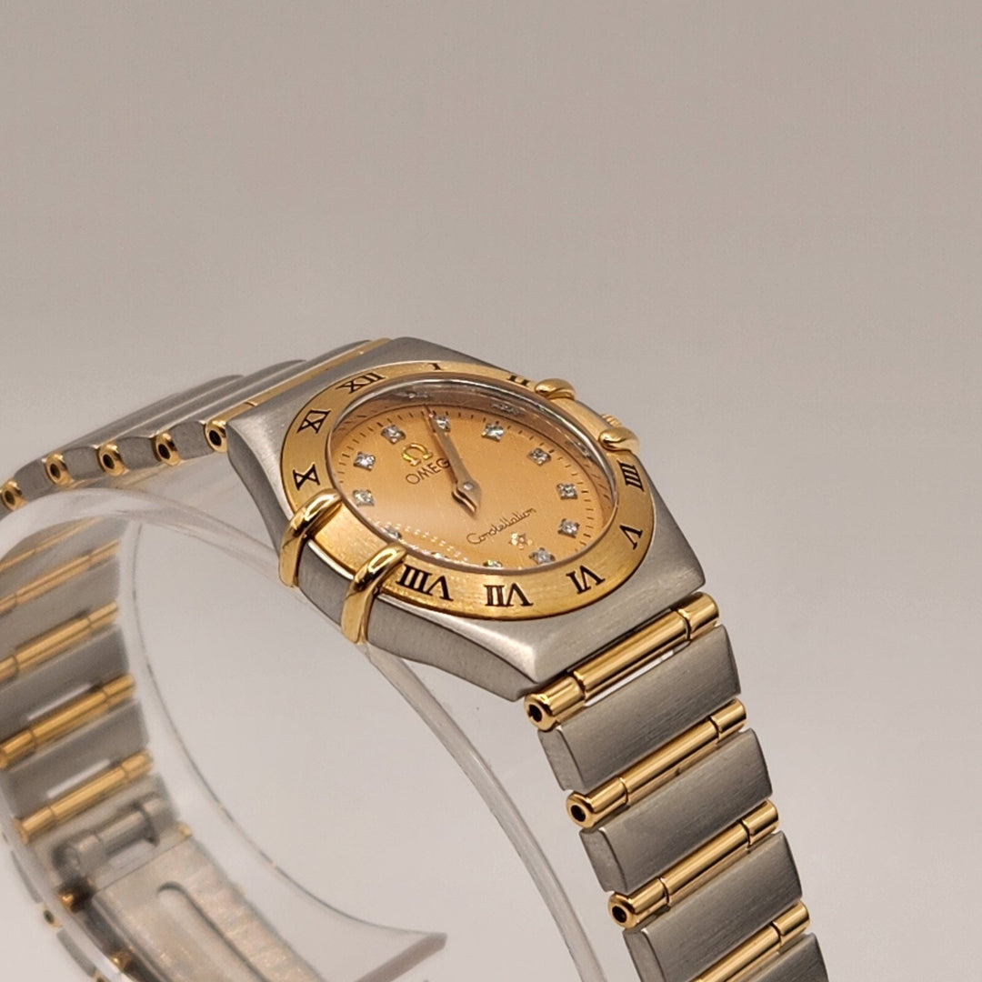 Omega Constellation 18k Gold & Stainless Steel Diamond Dial Women's Watch 22mm
