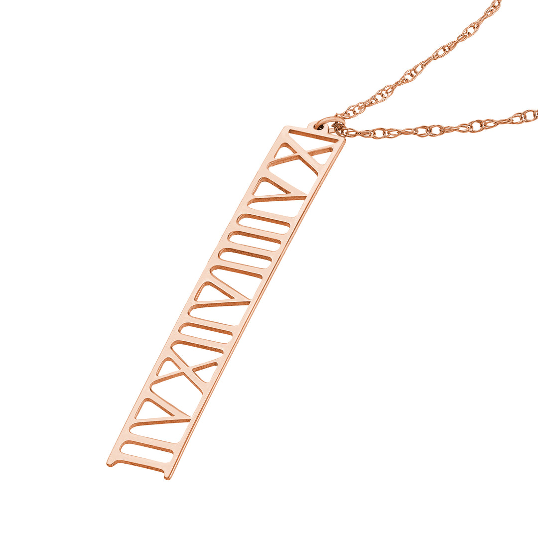 7mm Vertical Roman Numeral Pendant Necklace