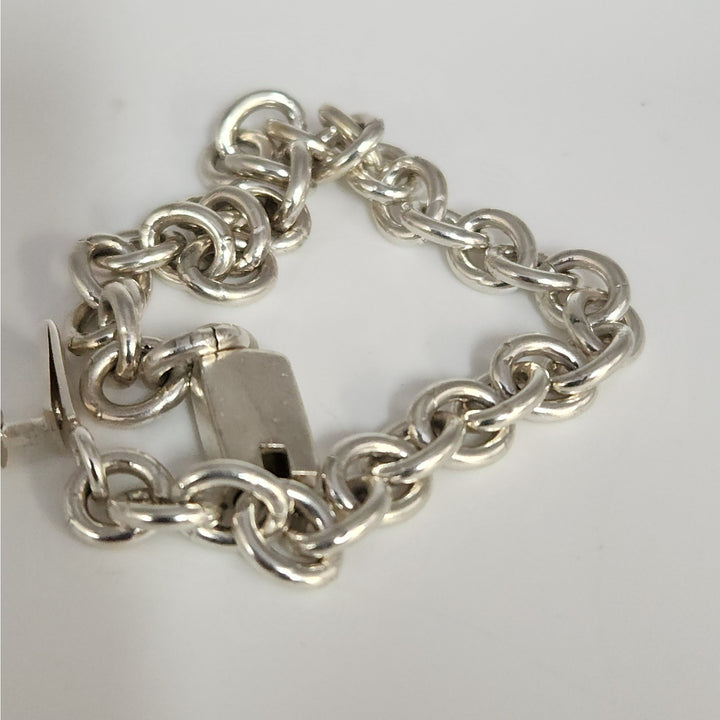 Solid 925 Sterling Silver Round Link Bracelet 8" Heavy Chain With Box Clasp