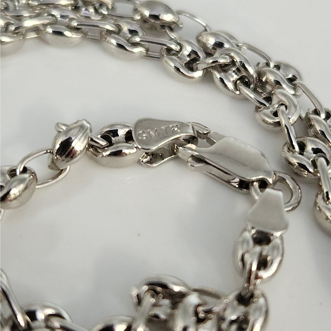 925 Sterling Silver 24" Rhodium Plated Rolo Link Chain Necklace High Shine Finish