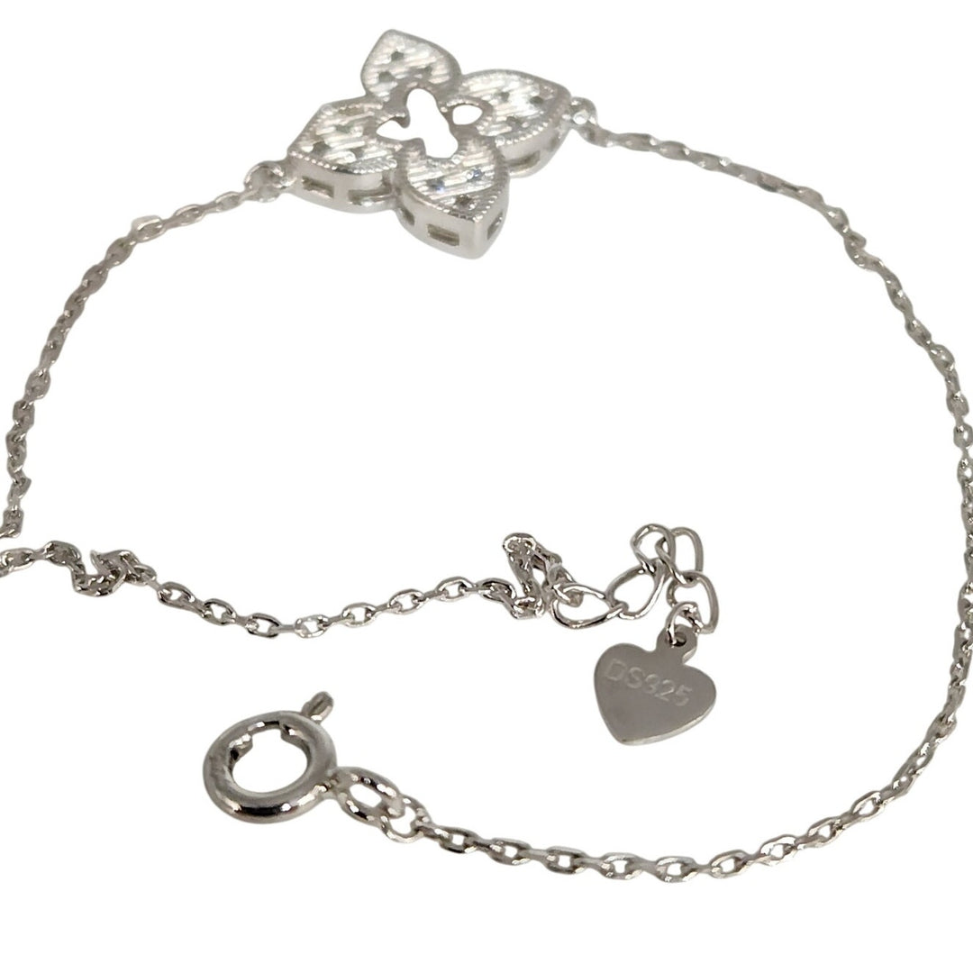 925 Sterling Silver Flower Bracelet 7.5"