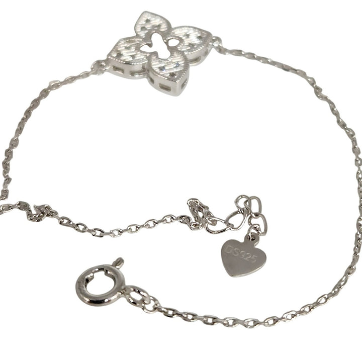 925 Sterling Silver Flower Bracelet 7.5"