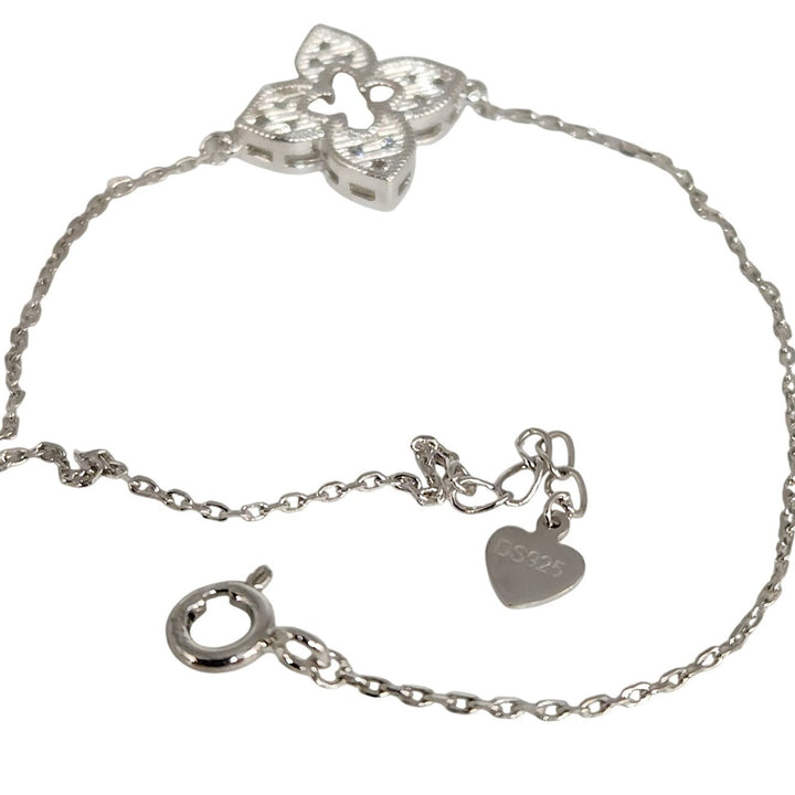 925 Sterling Silver Flower Bracelet 7.5"