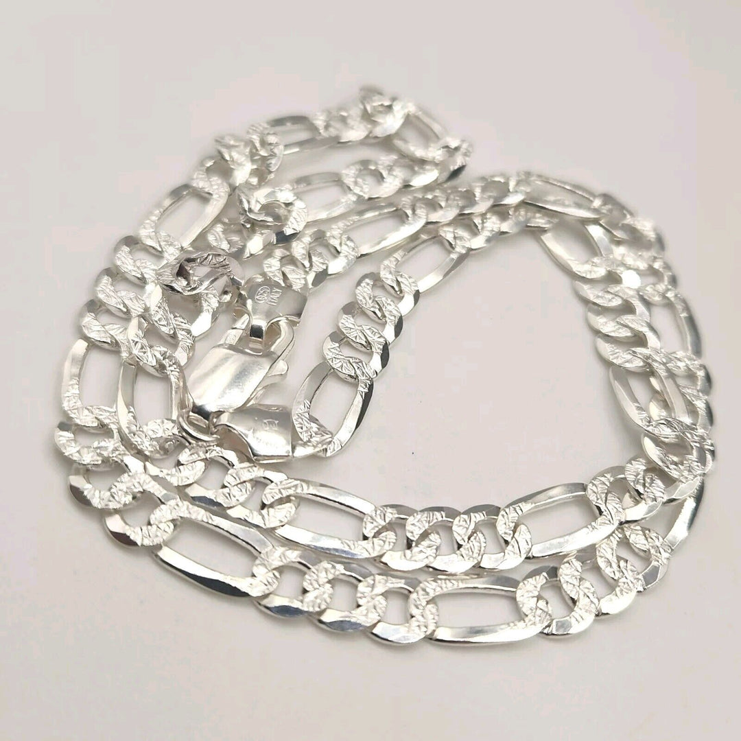 925 Sterling Silver Figaro's Chain Necklace 19"