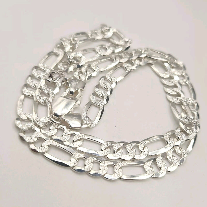 925 Sterling Silver Figaro's Chain Necklace 19"