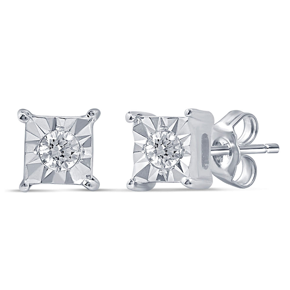 10k White Gold Lab Diamond Stud Earrings for Women