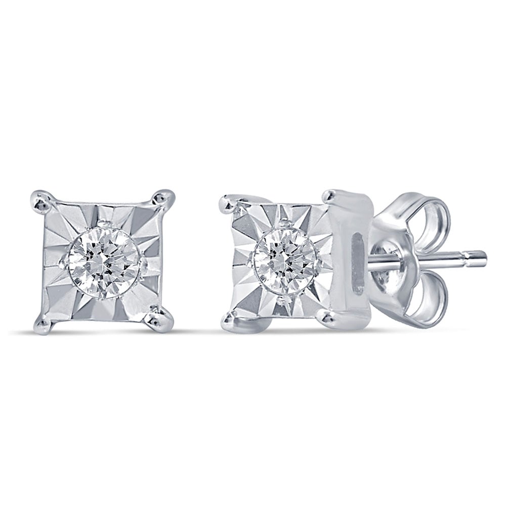 Chic 10k White Gold 0.05CT Diamond Stud Earrings for Women
