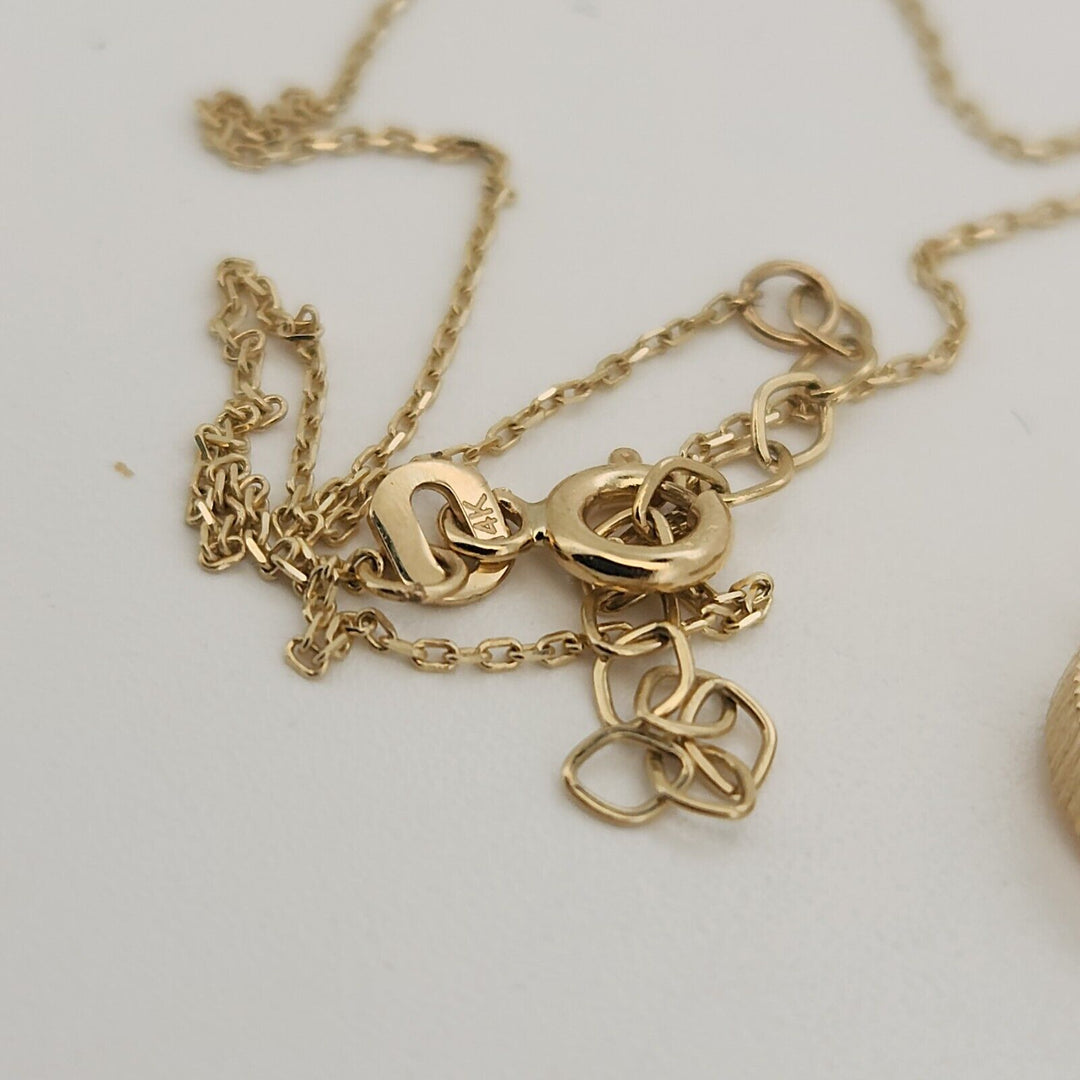 14k Yellow Gold Mother Of Pearl Heart Pendant Necklace 18"
