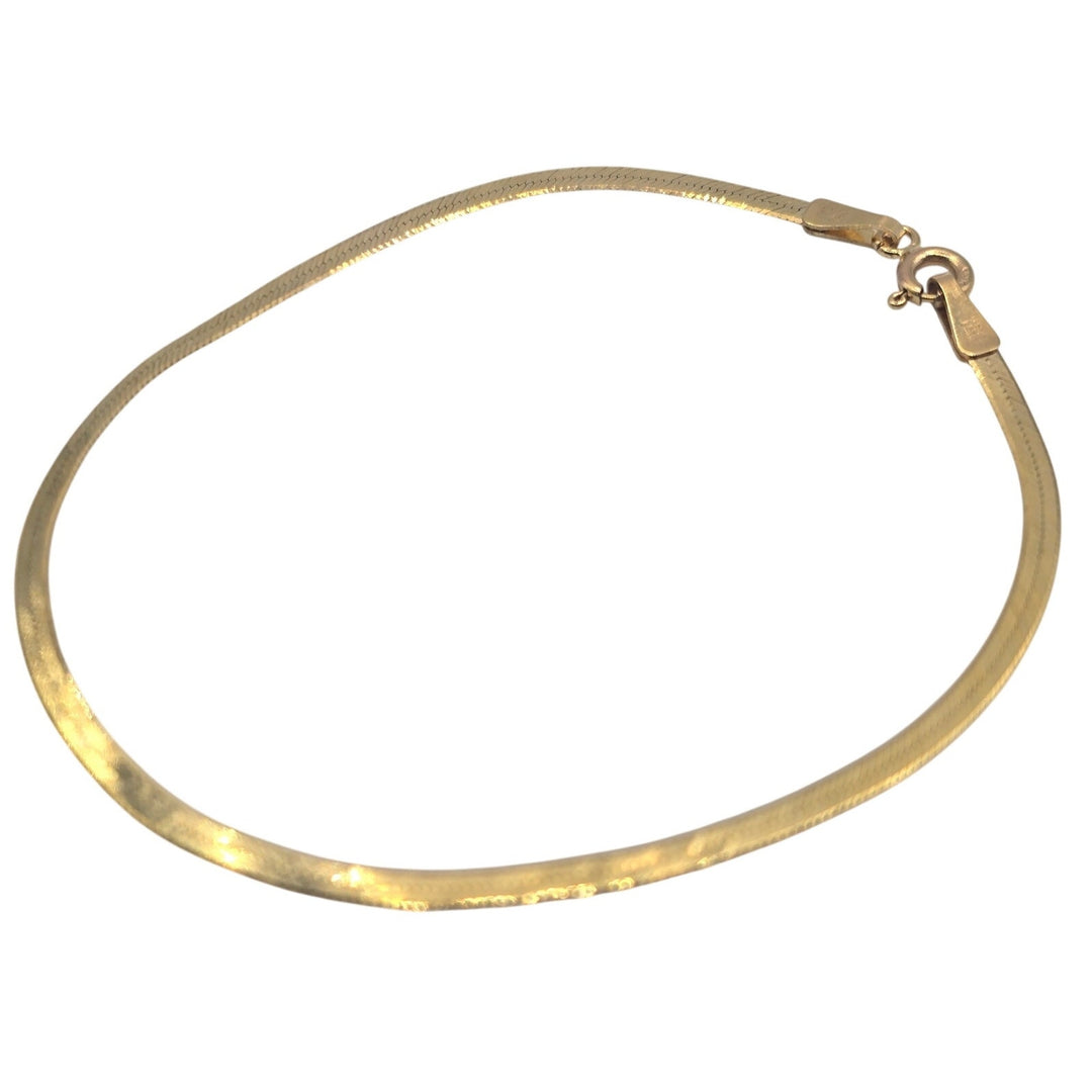14K Yellow Gold Herringbone Chain Bracelet 7" 1.5g Italy
