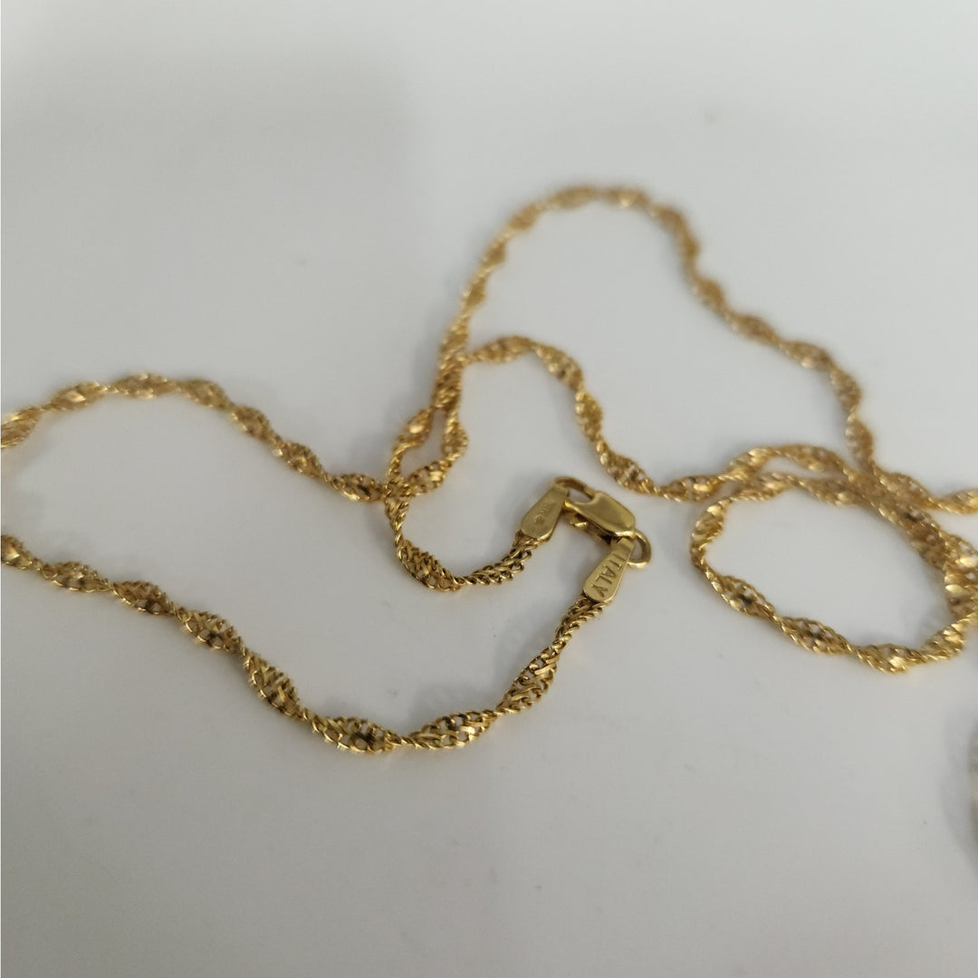 14k Yellow Gold Diamond-Cut Rope Chain Necklace Twisted Textured Design 18"