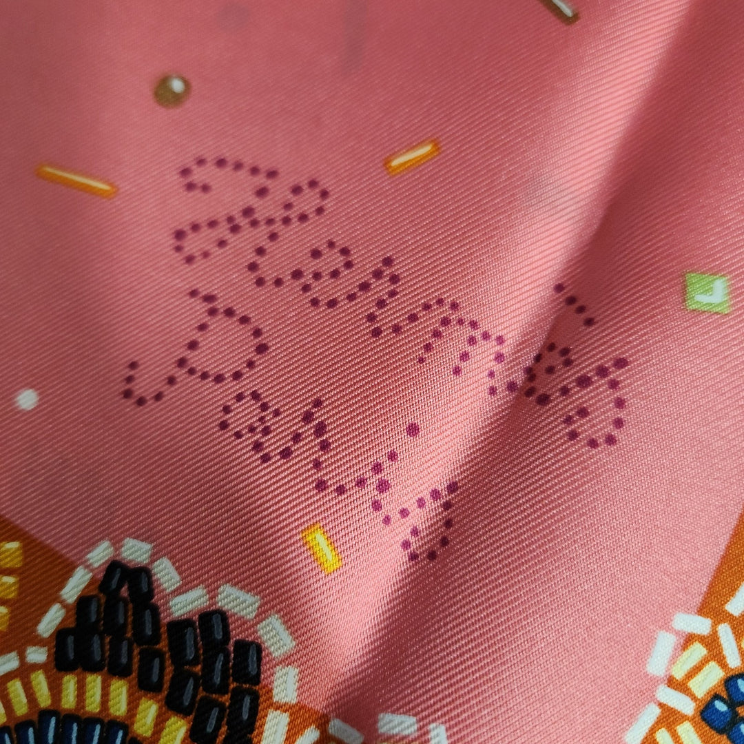 New Hermes Silk Scarf 90cm 100% Silk HG/Orange Cuit/Rose B