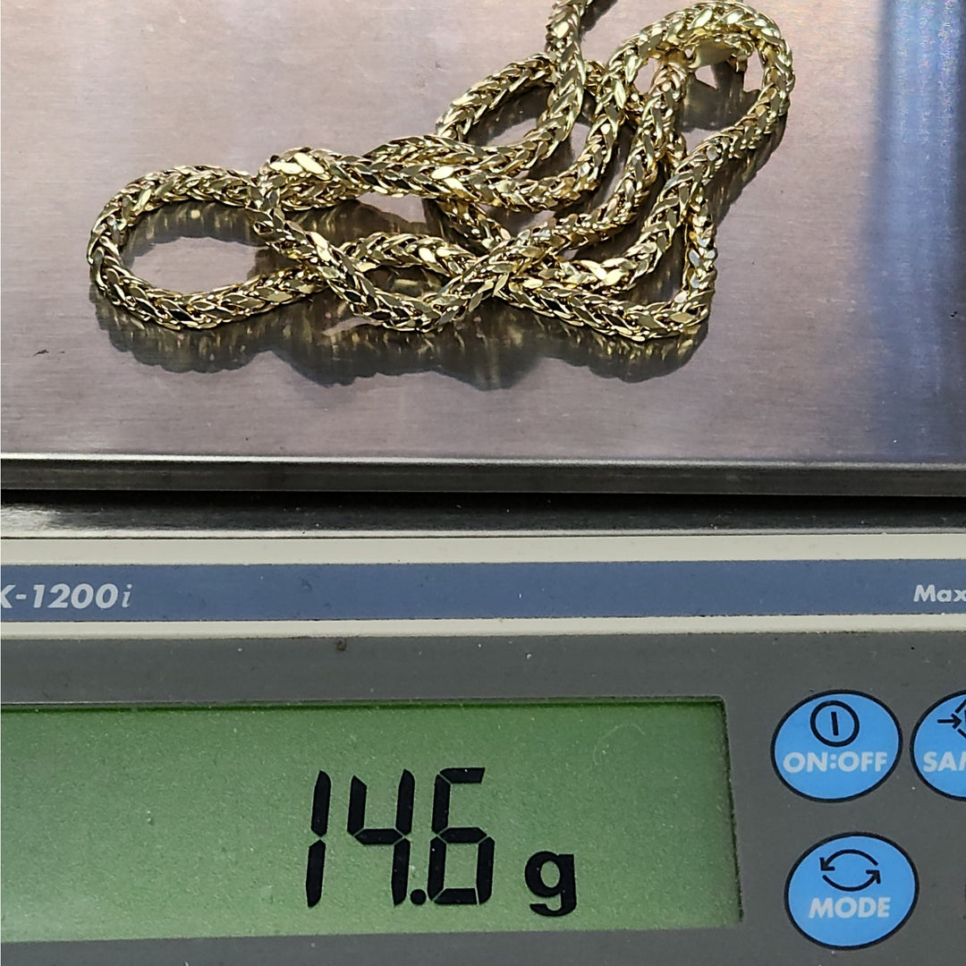 Genuine 10k Yellow Gold Wheat Link Necklace 24"