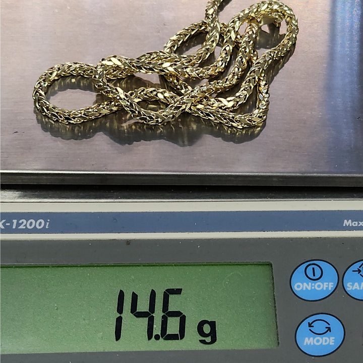 Genuine 10k Yellow Gold Wheat Link Necklace 24"